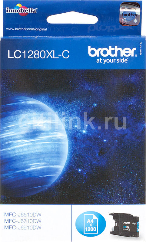 Картридж BROTHER LC1280XLC голубой Картридж BROTHER LC1280XLC голубойКартриджи<br>голубой, повышенной ёмкости, для MFC-J6510DW/J69010DW<br><br>Цвет: голубой