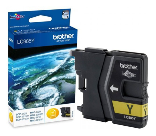 Картридж BROTHER LC985Y желтый Картридж BROTHER LC985Y желтыйКартриджи<br>желтый, примерный ресурс(страниц)- 260, для DCP-J315W/J515W/J265W<br><br>Цвет: желтый