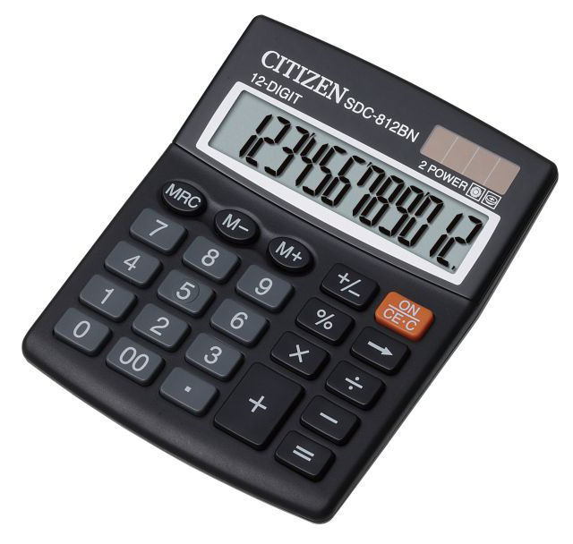 Калькулятор CITIZEN SDC-812BN, 12-разрядный, черный Калькулятор CITIZEN SDC-812BN, 12-разрядный, черныйКалькуляторы<br>разрядность дисплея: 12-разрядный; бухгалтерский; цвет: черный<br>