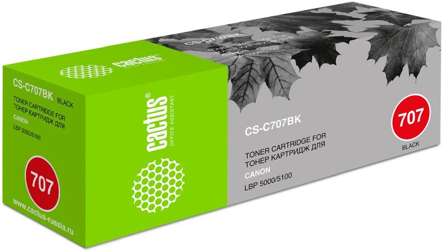 Картридж CACTUS CS-C707BK черный Картридж CACTUS CS-C707BK черныйКартриджи<br>черный, примерный ресурс(страниц)- 2500, для LBP i-Sensys 5000/5100<br><br>Цвет: черный