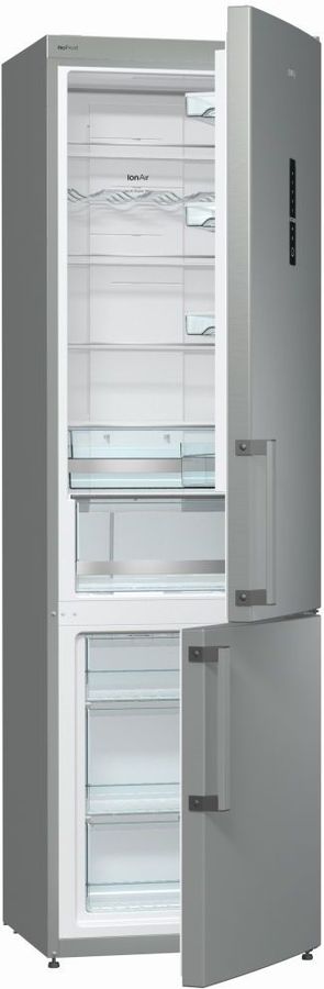 Холодильник GORENJE NRK6201MX, двухкамерный, серебристый Холодильник GORENJE NRK6201MX, двухкамерный, серебристыйХолодильники<br>количество камер: двухкамерный; расположение морозильной камеры- снизу, размораживание морозильной камеры- No Frost, общий объем 363л, объем холодильной камеры 265л, объем морозильной камеры 98л, зона свежести, антибактериальное покрытие, защита от детей, цвет: серебристый<br><br>Цвет: серебристый