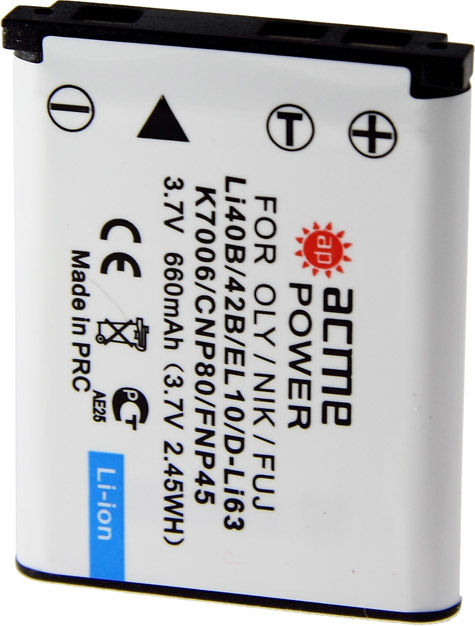 Аккумулятор ACMEPOWER AP-LI-40B, Li-Ion, 3.7В, 600мAч, для компактных камер Olympus mju-1050 SW/1060/1200/550WP/5000/5010/700/720/725/730/740/750/760/770/780/790 SW/7000/7010/7030/7040/820/830/840/850SW, Olympus mju TOUGH-3000 Аккумулятор ACMEPOWER AP-LI-40B, Li-Ion, 3.7В, 600мAч, для компактных камер Olympus mju-1050 SW/1060/1200/550WP/5000/5010/700/720/725/730/740/750/760/770/780/790 SW/7000/7010/7030/7040/820/830/840/850SW, Olympus mju TOUGH-3000Все аксессуары<br>Высококачественный литий-ионный аккумулятор для фотокамер разных производителей, отлично заменяющий оригинальный аккумуляторы и имеет продолжительный срок службы. В любом путешествие, выходе на природу или посещении продолжительных мероприятий просто необходимо иметь при себе хотя бы один дополнительный аккумулятор, чтобы не упустить возможность сделать максимальное количество снимков, а также не волноваться об оставшемся заряде батареи.<br>