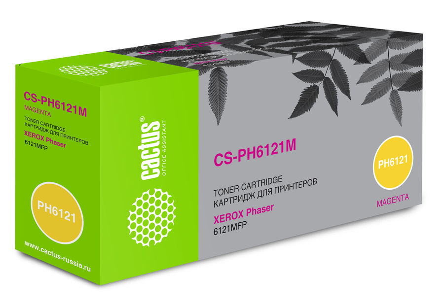 Картридж CACTUS CS-PH6121M пурпурный Картридж CACTUS CS-PH6121M пурпурныйКартриджи<br>пурпурный, примерный ресурс(страниц)- 2600, для Phaser 6121/6121mfp/6121MFPD<br><br>Цвет: пурпурный