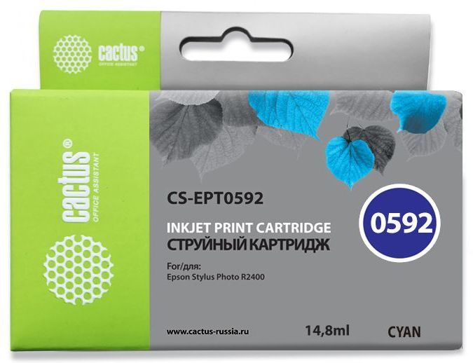 Картридж CACTUS CS-EPT0592 голубой Картридж CACTUS CS-EPT0592 голубойКартриджи<br>голубой, объем 14.8мл, для Stylus Photo R2400<br><br>Цвет: голубой