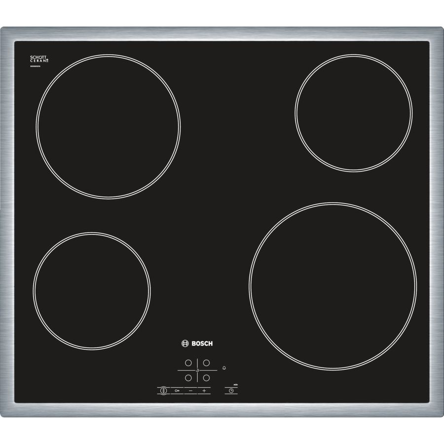 Варочная панель BOSCH PKE645B17, Hi-Light, независимая, черный Варочная панель BOSCH PKE645B17, Hi-Light, независимая, черныйВстраиваемые электрические панели<br>материал поверхности: стеклокерамика; электрических конфорок: 4; таймер: электронный; индикаторы остаточного тепла; блокировка от детей; цвет: черный<br><br>Цвет: черный
