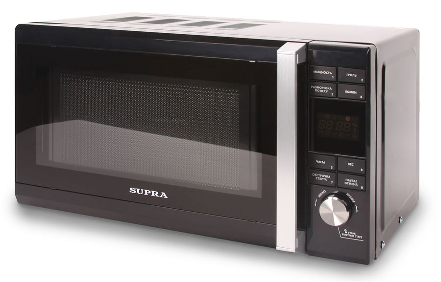 Микроволновая печь SUPRA MW-G2232TB, черный Микроволновая печь SUPRA MW-G2232TB, черныйМикроволновые печи<br>мощность 800Вт, объем 22л, гриль, автоматическая разморозка, блокировка от детей, цвет- черный<br>
