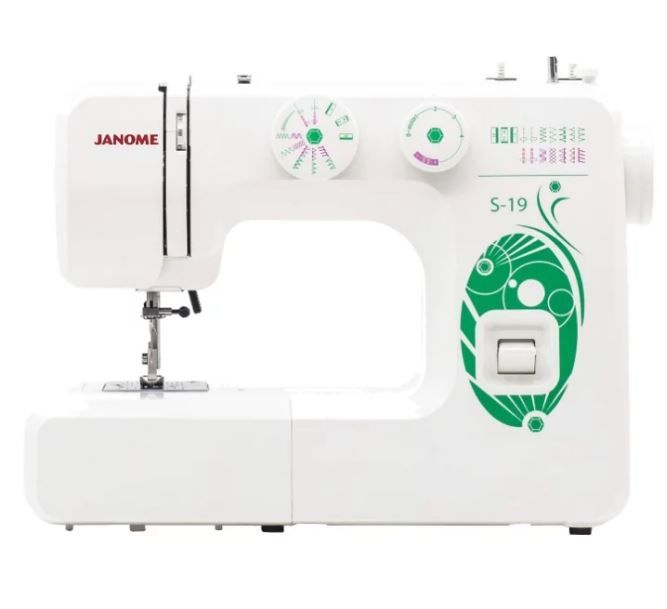 Швейная машина JANOME S-19 белый Швейная машина JANOME S-19 белыйШвейные машины<br>электромеханическая, кол-во строчек 4, челнок: классический (вертикальный качающийся), выполнение петель: полуавтоматическое, рукавная платформа, реверс, подсветка<br><br>Цвет: белый
