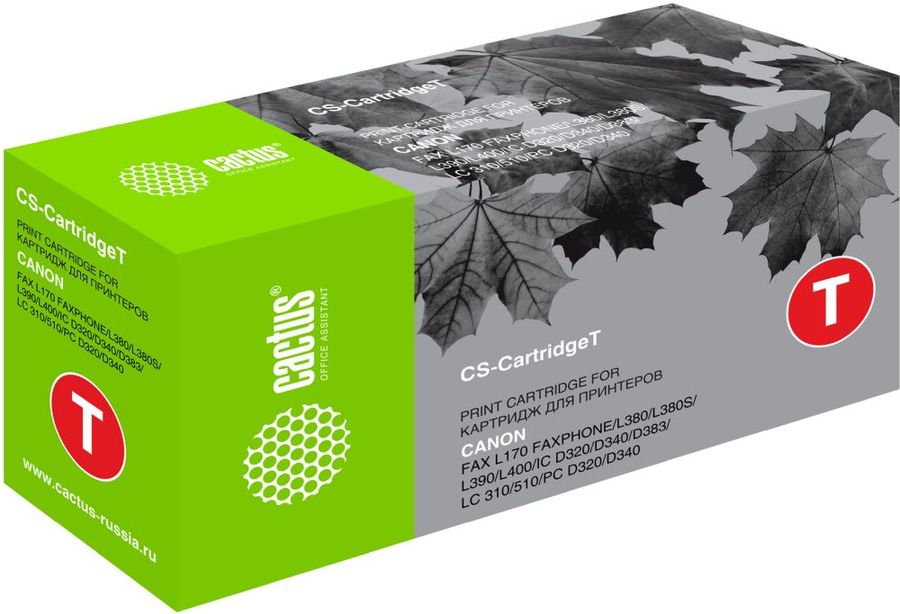 Картридж CACTUS CS-CartridgeT черный Картридж CACTUS CS-CartridgeT черныйКартриджи<br>черный, примерный ресурс(страниц)- 3500, для L170/L380/L380S/L390/L400/IC D320/D340/D383/LC 310/510/PC D320/D340<br><br>Цвет: черный