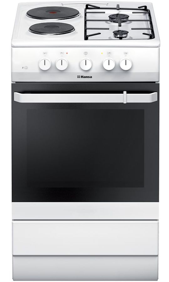 Газовая плита HANSA FCMW53050, электрическая духовка, белый Газовая плита HANSA FCMW53050, электрическая духовка, белыйГазовые плиты<br>тип духовки- электрическая, электроподжиг- ручной, гриль- электрический, вертел, ящик для посуды, ширина 50см цвет- белый<br><br>Цвет: белый