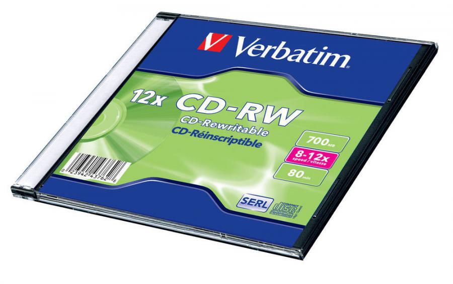 Оптический диск CD-RW VERBATIM 700Мб 12x, 1шт., 43762, slim case Оптический диск CD-RW VERBATIM 700Мб 12x, 1шт., 43762, slim caseОптические диски<br>показатель скорости: 12x; количество: 1 шт.; тип упаковки: slim case<br><br>Цвет: Нет