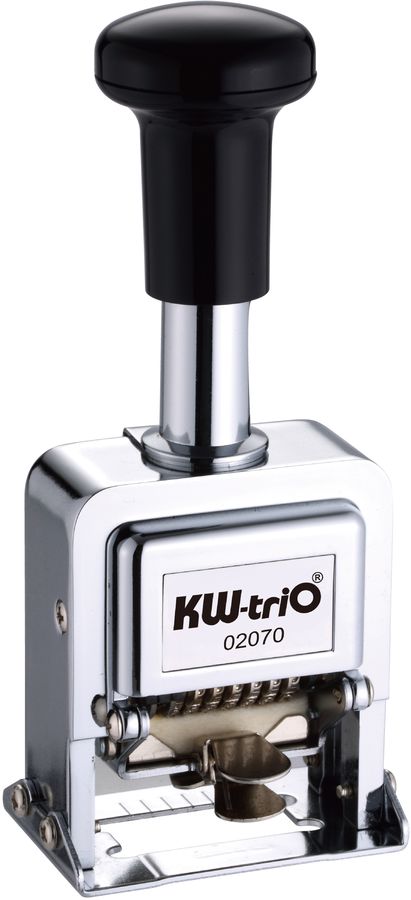 Нумератор автоматический KW-TRIO 20700, 7 разрядов, шрифт 4.2 мм, прямоугольный Нумератор автоматический KW-TRIO 20700, 7 разрядов, шрифт 4.2 мм, прямоугольныйШтемпельная продукция<br>Смена номера происходит автоматически после каждого нажатия.Можно зафиксировать номер на 2, 3, 4, 6 или 12 повторных нажатий.Картридж и чернильная подушечка могут заменяться.<br>