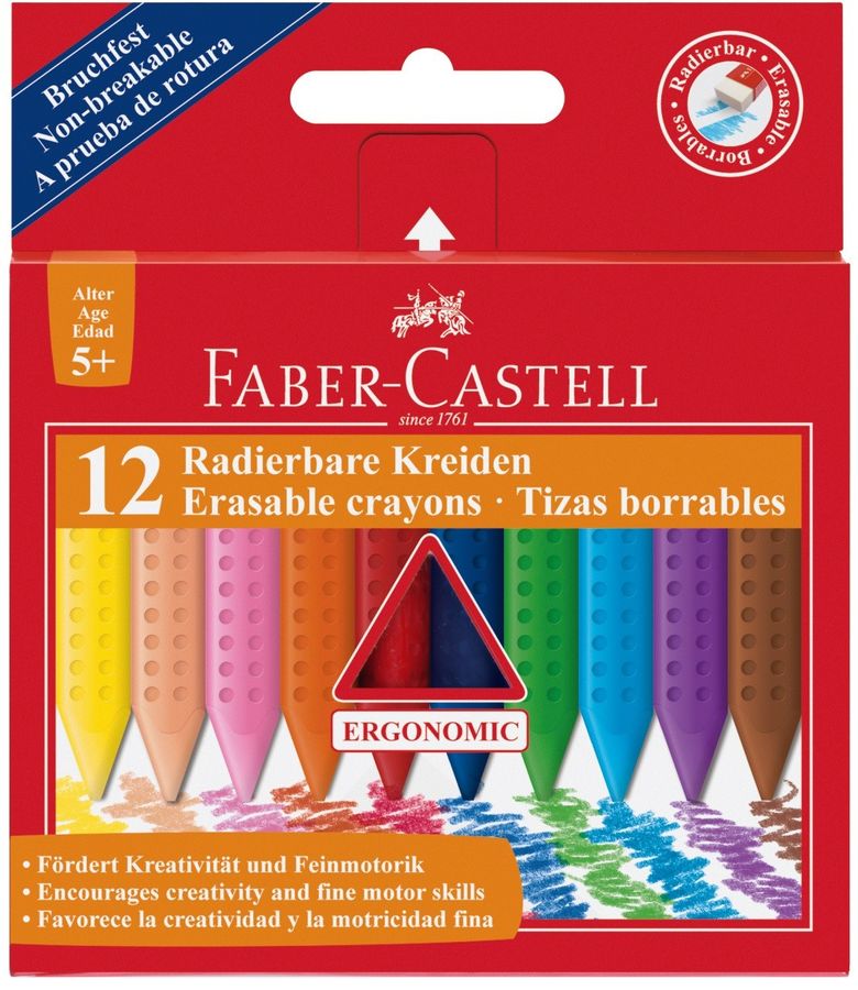 Восковые мелки Faber-Castell 122520 трехгранные 12цв. картон.кор. стирающиеся Восковые мелки Faber-Castell 122520 трехгранные 12цв. картон.кор. стирающиесяРисование<br><br>