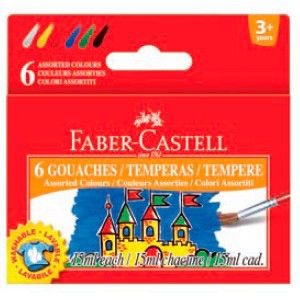 Гуашь Faber-Castell 161106 6цв. 15мл. картон.кор. Гуашь Faber-Castell 161106 6цв. 15мл. картон.кор.Рисование<br>6 цветов; объем: 15мл<br>