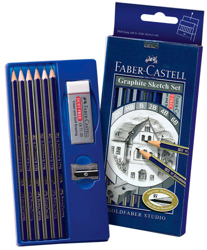 Набор карандашей чернографит. Faber-Castell Goldfaber 114000 (6 черн.кар 2H/HB/2B/4B/6B/8B/ласт./точ Набор карандашей чернографит. Faber-Castell Goldfaber 114000 (6 черн.кар 2H/HB/2B/4B/6B/8B/ласт./точКарандаши чернографитовые<br><br>