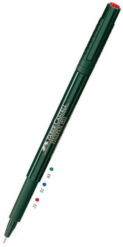 Ручка капиллярная Faber-Castell Finepen (151163) зеленые чернила Ручка капиллярная Faber-Castell Finepen (151163) зеленые чернилаРучки-роллеры<br>цвет чернил: зеленый<br>
