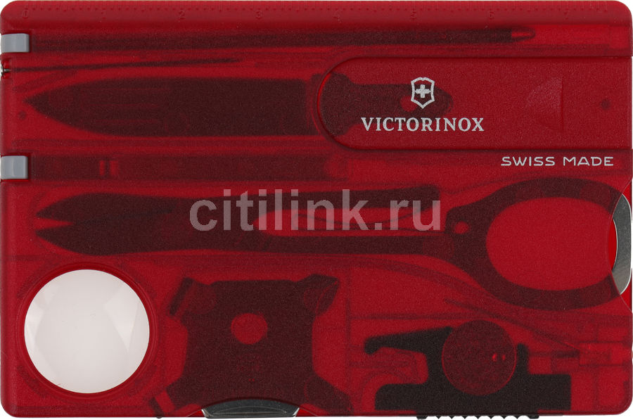 Швейцарская карта Victorinox SwissCard Lite (0.7300.T) красный полупрозрачный коробка подарочная Швейцарская карта Victorinox SwissCard Lite (0.7300.T) красный полупрозрачный коробка подарочнаяШвейцарские карты<br>Нож для писем, ножницы, булавка из нержавеющей стали, шариковая ручка, пинцет, лупа, отвертка 3 мм и 5 мм, крестовая отвертка 00-0 и 1-2, светодиодный фонарик, линейка см и дюйм.<br><br>Цвет: красный полупрозрачный