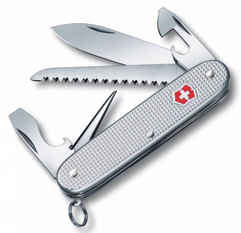 Нож перочинный Victorinox Farmer Alox (0.8241.26) 93мм 9функций серебристый карт.коробка Нож перочинный Victorinox Farmer Alox (0.8241.26) 93мм 9функций серебристый карт.коробкаНожи перочинные<br>количество функций: 9шт; длина лезвия: 67мм; марка стали лезвия: 1.4110<br><br>Цвет: серебристый