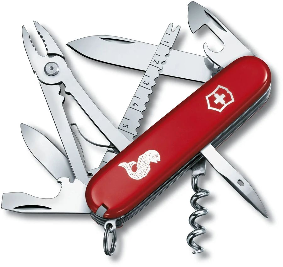 Нож перочинный Victorinox Angler (1.3653.72) 91мм 19функций красный карт.коробка Нож перочинный Victorinox Angler (1.3653.72) 91мм 19функций красный карт.коробкаНожи перочинные<br>количество функций: 19шт; длина лезвия: 67мм; марка стали лезвия: 1.4110<br><br>Цвет: красный