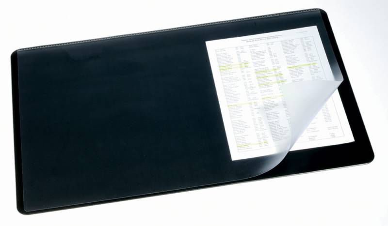 Настольное покрытие Durable (7202-01) 53x40см черный нескользящая основа прозрачный верхний слой Настольное покрытие Durable (7202-01) 53x40см черный нескользящая основа прозрачный верхний слойНастольные покрытия<br>Покрытие имеет классическую форму с закругленными углами и специальный прозрачный верхний слой, под который вы можете подложить бумаги с заметками или календарь. Повышает удобства ручного письма. Препятствует скольжению документов.<br><br>Цвет: черный