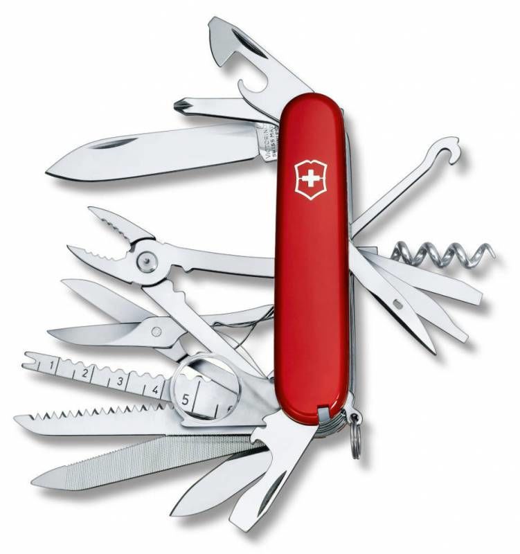 Нож перочинный Victorinox SwissChamp (1.6795) 91мм 33функций красный карт.коробка Нож перочинный Victorinox SwissChamp (1.6795) 91мм 33функций красный карт.коробкаНожи перочинные<br>количество функций: 33шт; длина лезвия: 67мм; марка стали лезвия: 1.4110<br><br>Цвет: красный