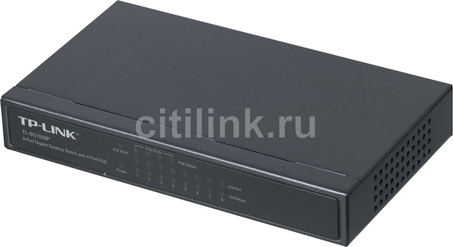 Коммутатор TP-LINK TL-SG1008P Коммутатор TP-LINK TL-SG1008PКоммутаторы<br>неуправляемый, настольный, порты 1000Base-T(Gigabit Ethernet): 8 шт., PoE бюджет: 53Вт<br>