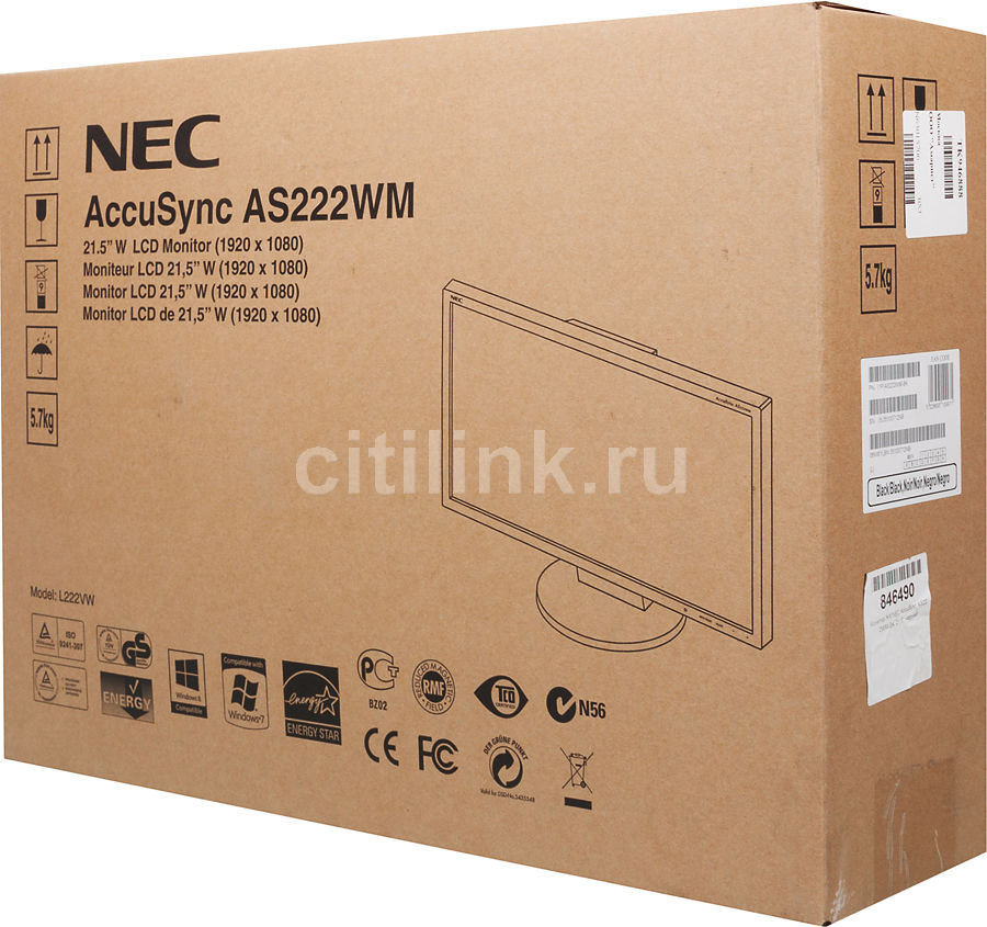 Купить Монитор NEC AccuSync AS222WM BK 21 5 черный в интернет