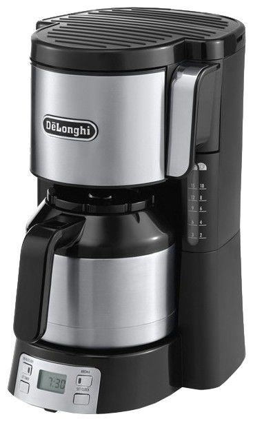 Кофеварка DELONGHI ICM 15750, капельная, черный Кофеварка DELONGHI ICM 15750, капельная, черныйКофеварки<br>тип кофеварки: капельная, мощность: 1000 Вт, тип кофе- молотый, настройка крепости кофе<br><br>Цвет: черный