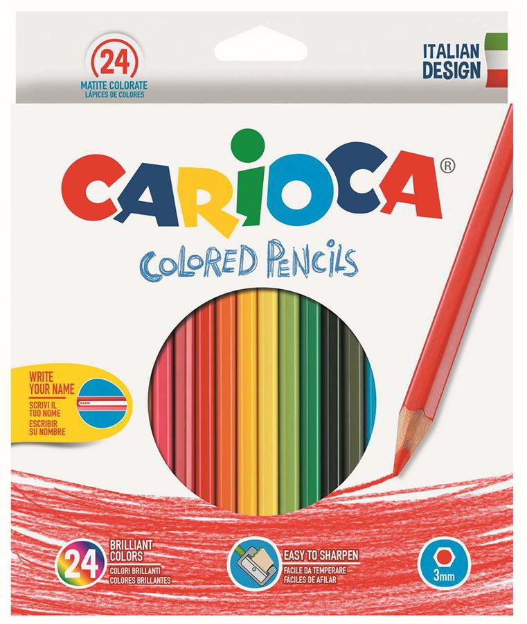 Карандаши цветные Carioca HEXAGONAL 40381 шестигран. 24цв. коробка/европод. Карандаши цветные Carioca HEXAGONAL 40381 шестигран. 24цв. коробка/европод.Карандаши цветные<br>количество цветов: 24; профиль карандаша: шестигранные<br>