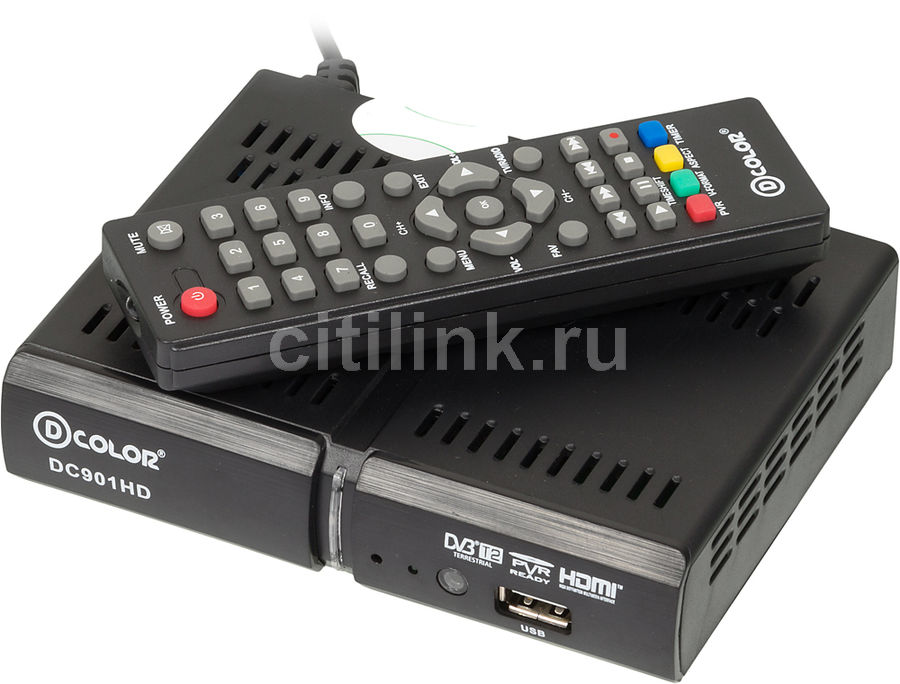 Ресивер DVB-T2 D-COLOR DC901HD, черный