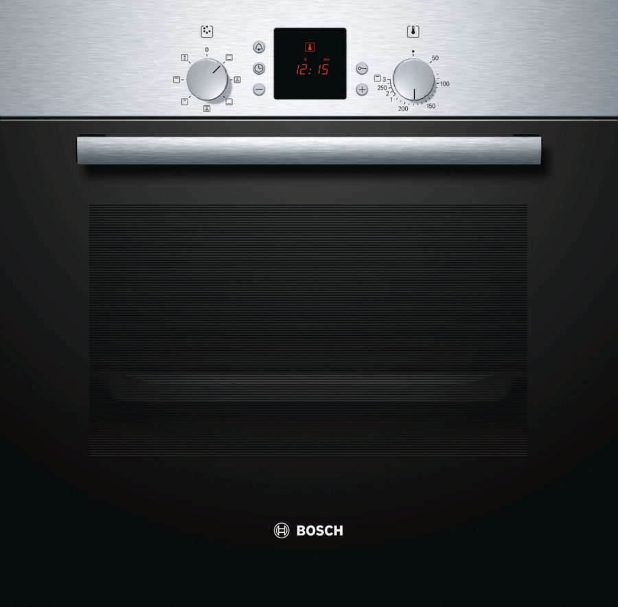 Духовой шкаф BOSCH HBN431E3, серебристый Духовой шкаф BOSCH HBN431E3, серебристыйЭлектрические духовые шкафы<br>электрическая; мощность подключения: 2800Вт; объем: 67л; гриль; конвекция; защита от детей; ширина 59.5см; цвет: серебристый<br><br>Цвет: серебристый