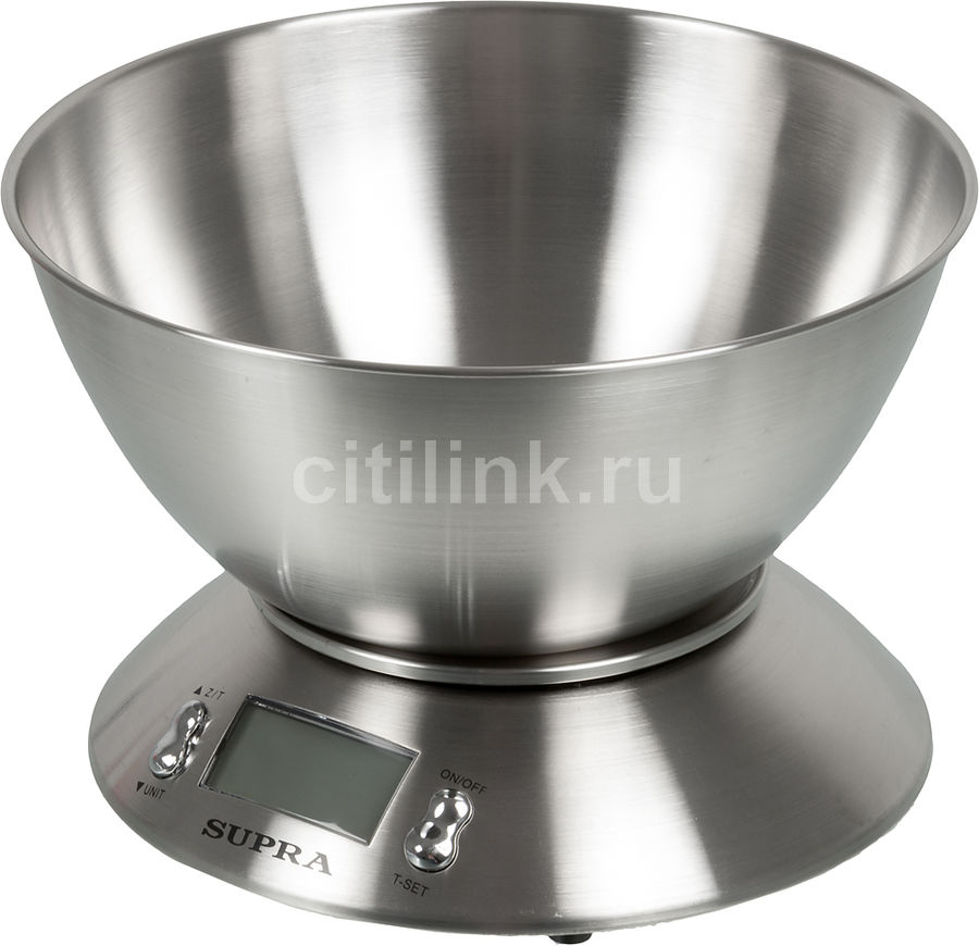 Весы кухонные SUPRA BSS-4095, серебристый Весы кухонные SUPRA BSS-4095, серебристыйКухонные весы<br>электронные, максимальный вес: 5кг, цена деления: 1г, материал платформы/чаши: металл, автоотключение, тарокомпенсация, элементы питания: 2 х AAA цвет: серебристый<br><br>Цвет: серебристый