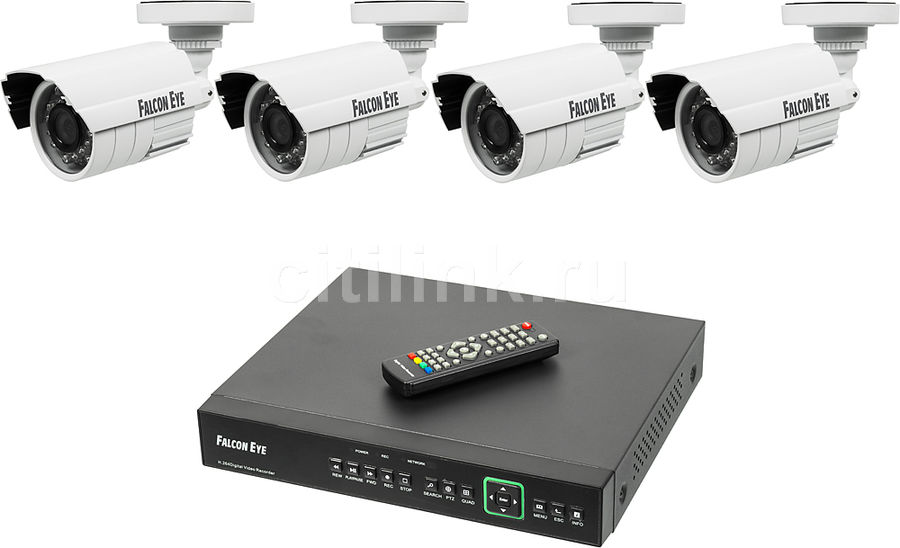 Комплект видеонаблюдения FALCON EYE FE-0104DE KIT Защита Комплект видеонаблюдения FALCON EYE FE-0104DE KIT ЗащитаКомплекты видеонаблюдения<br>количество камер: 4; чувствительность: 0.1 люкс; каналов записи: 4; форматы сжатия видео: H.264<br>