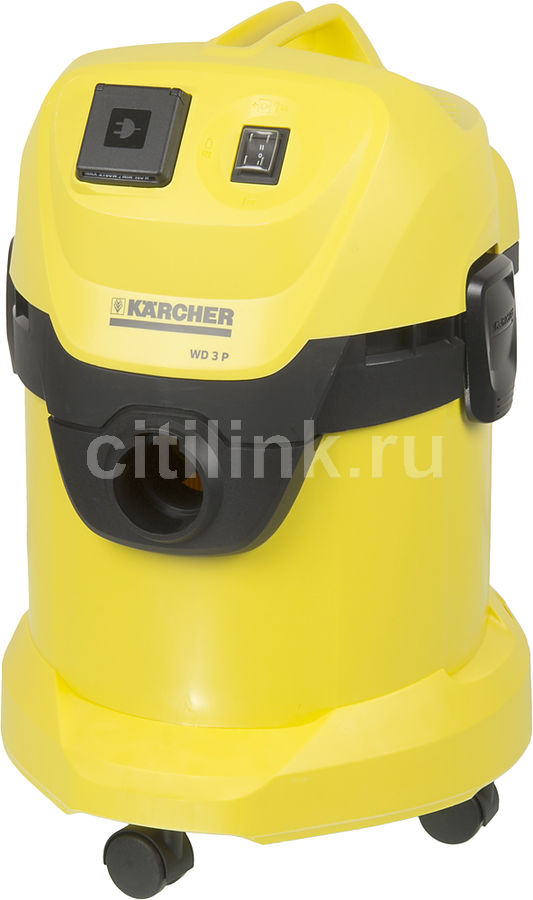 Пылесос KARCHER WD3P, 1000Вт, желтый/черный Пылесос KARCHER WD3P, 1000Вт, желтый/черныйПылесосы<br>мощность: 1000Вт; с контейнером для пыли; с мешком для пыли; объем пылесборника 17л, цвет: желтый/черный<br><br>Цвет: желтый/черный