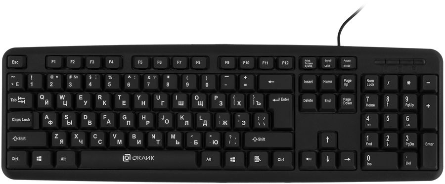 Клавиатура OKLICK 180M, USB, черный Клавиатура OKLICK 180M, USB, черныйКлавиатуры<br>интерфейс: USB, стандартная, классической формы<br><br>Цвет: черный