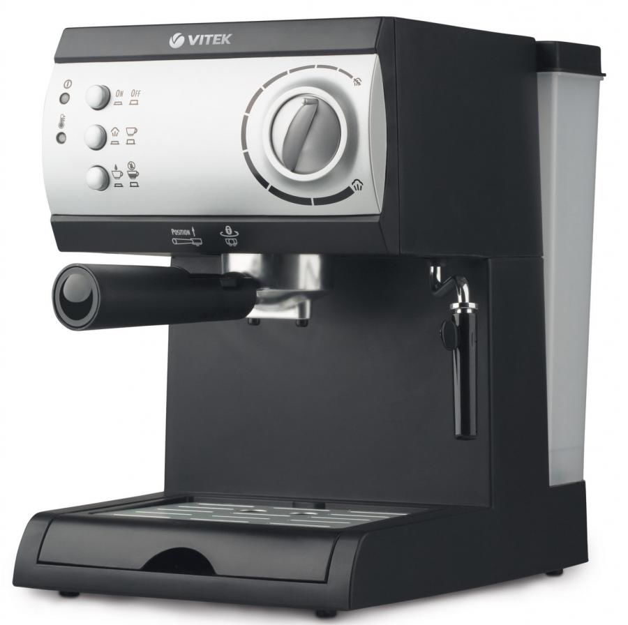 Кофеварка VITEK VT-1511, эспрессо, черный / серебристый Кофеварка VITEK VT-1511, эспрессо, черный / серебристыйКофеварки<br>тип кофеварки: эспрессо, мощность: 1050 Вт, тип кофе- молотый, материал корпуса- пластик<br><br>Цвет: черный / серебристый