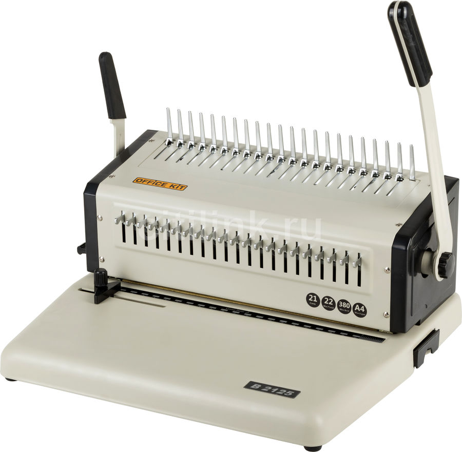 Переплетчик OFFICE KIT B2125, A4, от 4.5 до 51 мм Переплетчик OFFICE KIT B2125, A4, от 4.5 до 51 ммПереплетчики<br>переплет на пластиковую пружину; листов максимально 500; пружины от 4.5 до 51 мм; формат A4<br>