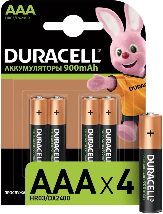Аккумулятор DURACELL HR03-4BL, 4 шт. AAA, 850мAч Аккумулятор DURACELL HR03-4BL, 4 шт. AAA, 850мAчБатарейки<br>Перезаряжаемые аккумуляторы отлично подходящие для использования в приборах со средним энергопотреблением, например, таких как фото камеры, электронные игрушки, беспроводные мыши, клавиатуры и контроллеры.<br>