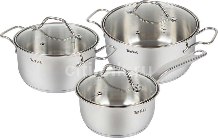 Набор посуды TEFAL Intuition A702S674, 6 предметов Набор посуды TEFAL Intuition A702S674, 6 предметовНаборы посуды<br>TEFAL Intuition - полированная нержавеющая сталь с закрытыми ненагревающимися ручками и удобными краями для слива, подходит для любого источника тепла, включая индукцию.<br><br>Линейка: Intuition