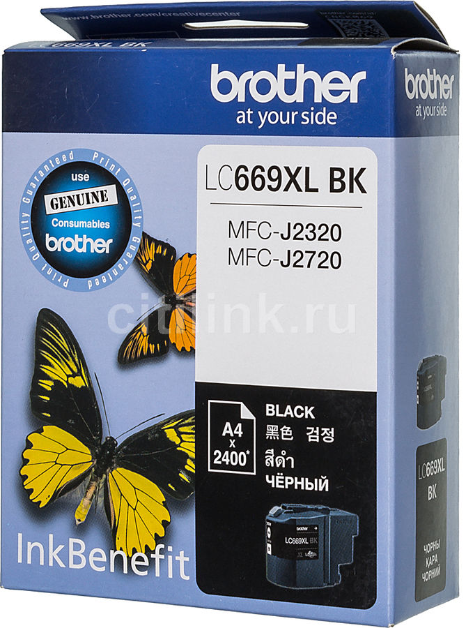 Картридж BROTHER LC669XLBK черный Картридж BROTHER LC669XLBK черныйКартриджи<br>черный, примерный ресурс(страниц)- 2400, для MFC-J2320/J2720<br><br>Цвет: черный