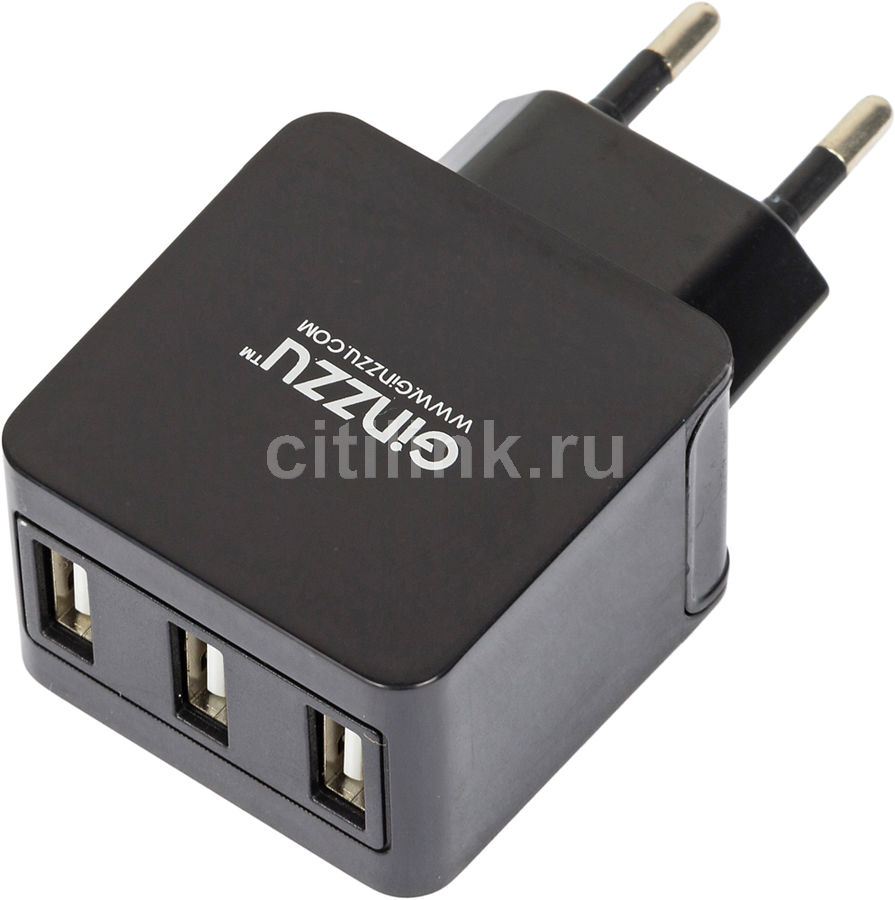 Сетевое зарядное устройство GINZZU GA-3315UB, 3xUSB, 3.1A, черный видеонаблюдение ginzzu hk 420d