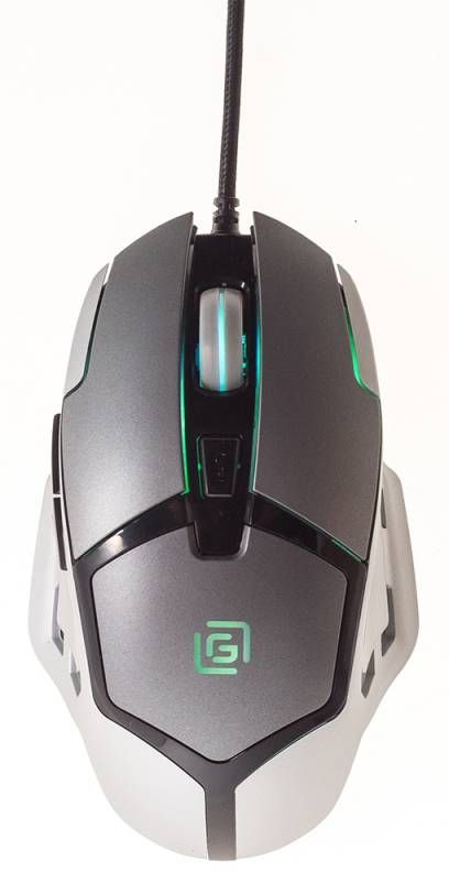Мышь OKLICK 915G, игровая, оптическая, проводная, USB, черный и серебристый