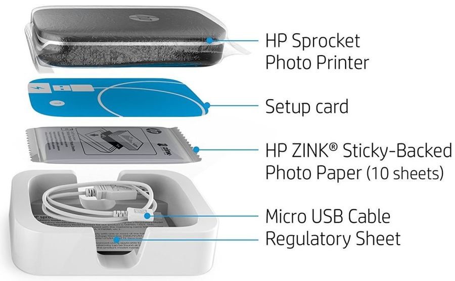 Компактный фотопринтер HP Sprocket, черный купить в Ситилинк 1074099