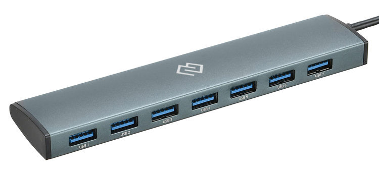 Хаб (разветвитель) DIGMA HUB-7U3.0-UC-G, серый