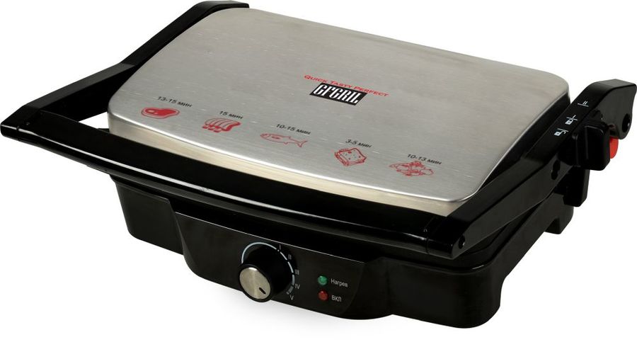 Электрогриль GFGRIL GF-025 PANINI-GRILL, серебристый и черный