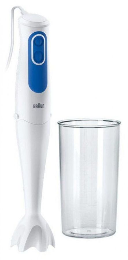 Блендер BRAUN MQ3000WH, погружной, белый/синий