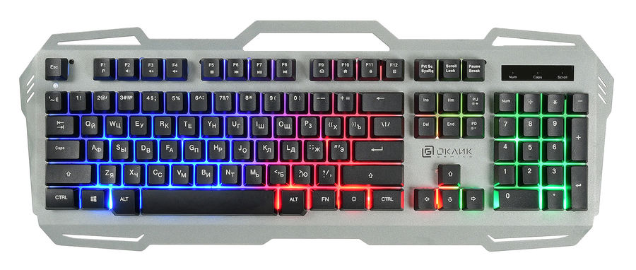 Клавиатура OKLICK 747G, USB, серый + черный