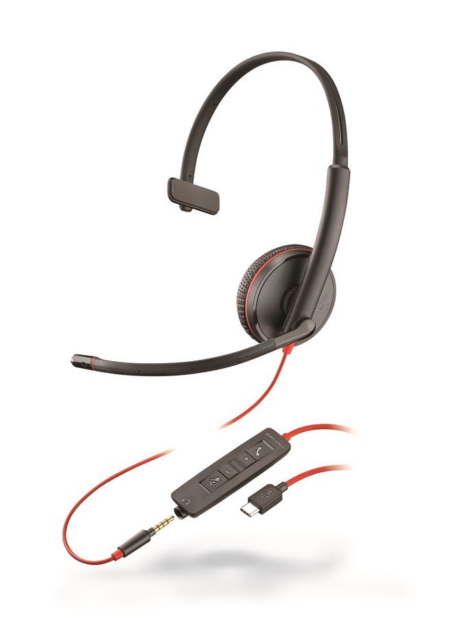 Гарнитура PLANTRONICS Blackwire C3215-C, 209750-101, для контактных центров, накладные, черный / красный