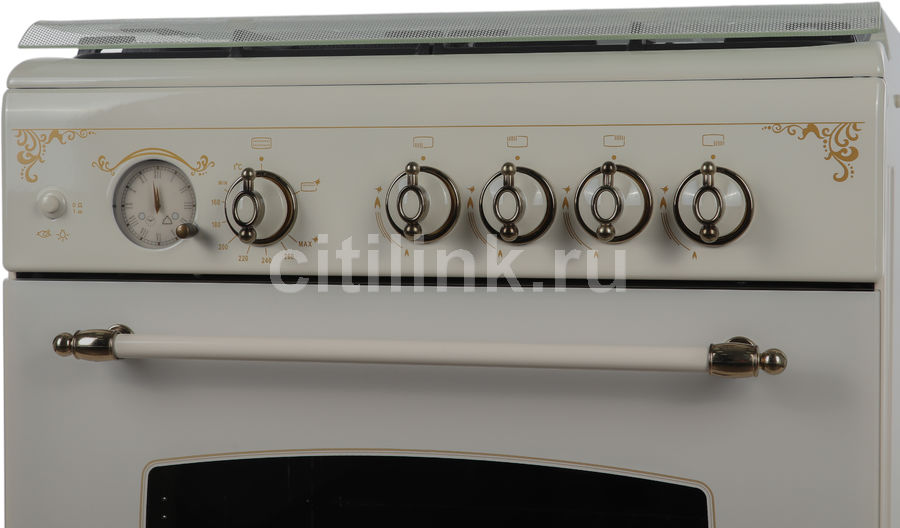 Газовая плита GEFEST ПГ 6100-03 0279, кремовый и рисунок "ретро ...