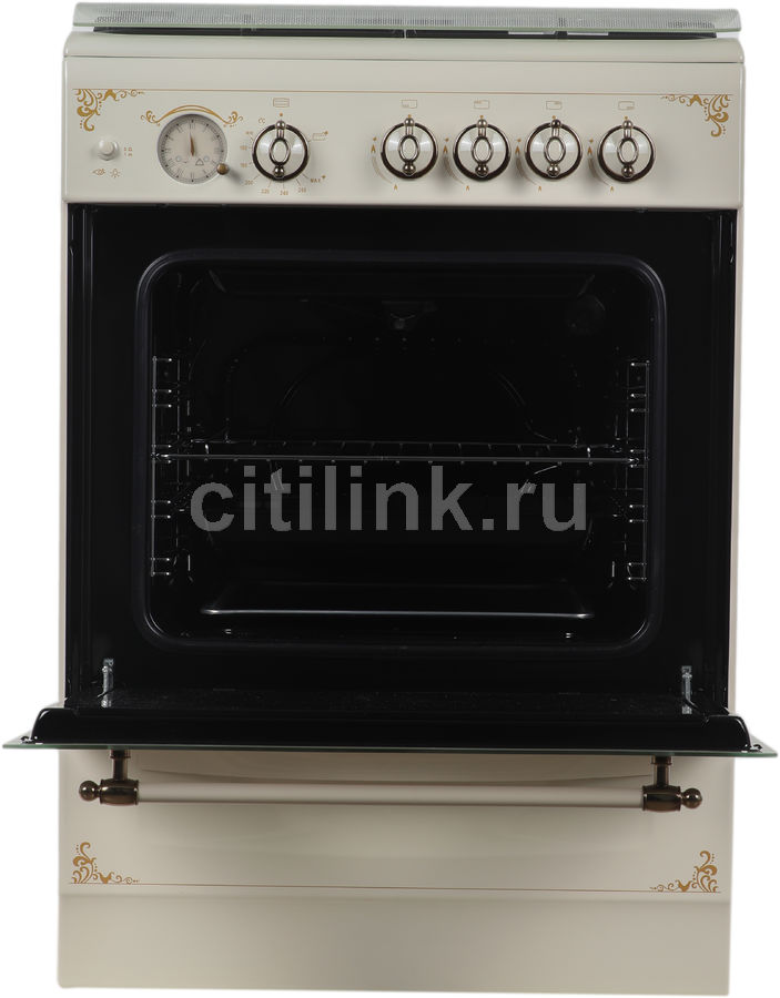 Газовая плита GEFEST ПГ 6100-03 0279, кремовый и рисунок "ретро ...