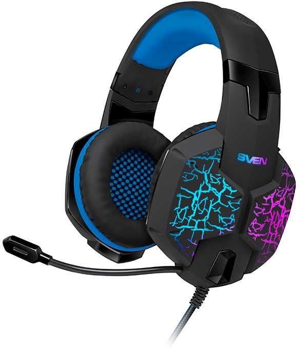 Гарнитура игровая SVEN AP-U980MV, для компьютера, мониторы, черный / синий